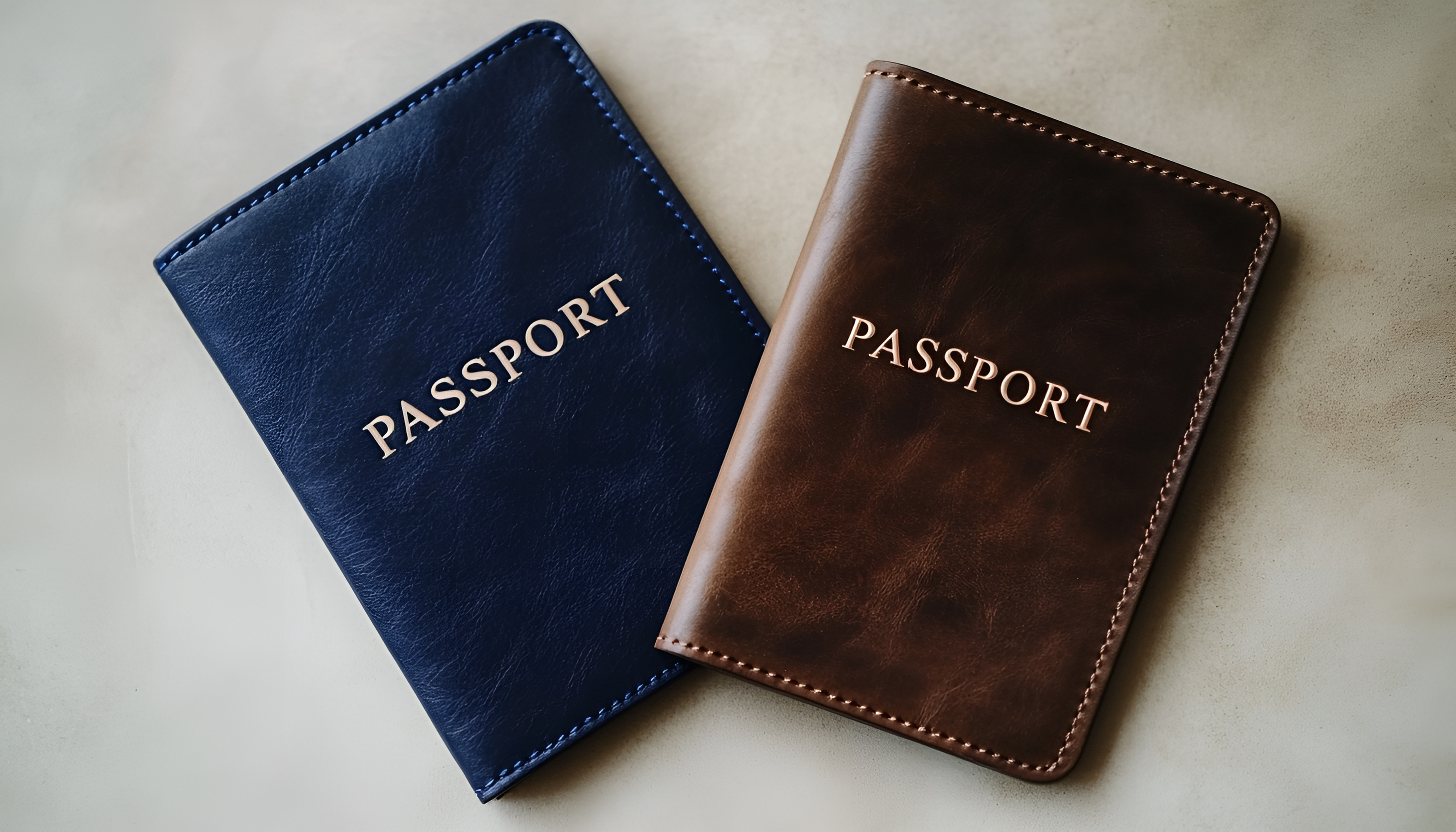 2 Passport Dokumente, in blau und braun