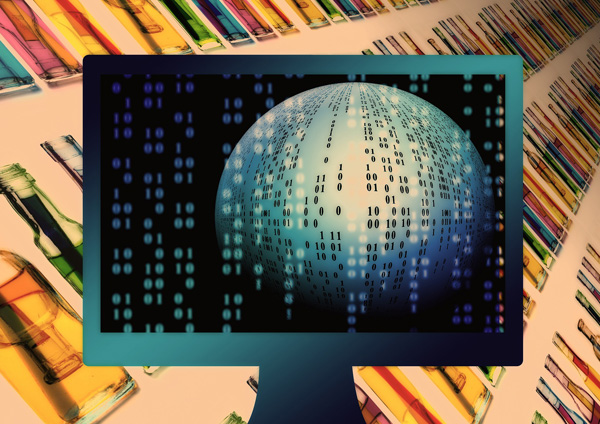 einen Computerbildschirm mit Flaschen