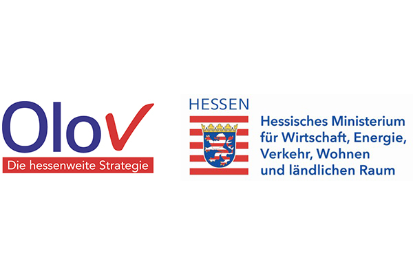 die Logos des Hessischen Ministeriums für Soziales und Integration und das Logo von Olov