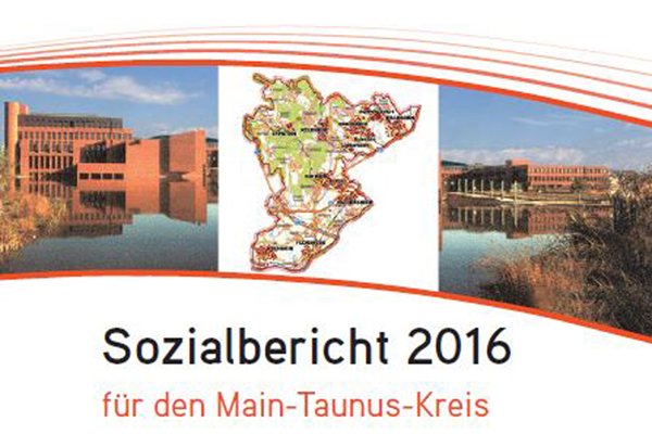 Deckblatt eines Sozialberichts mit der Aufschrift Sozialbericht 2016 für den Main-Taunus-Kreis