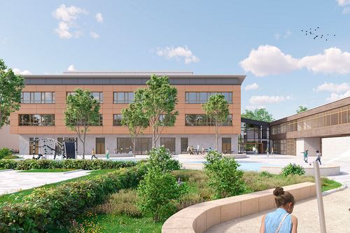 Visualisierung der Baupläne für die Erweiterung der Paul-Maar Schule Flörsheim.
