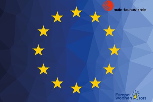 Ein Visual angelehnt an die europäische Flagge mit zwölf goldenen Sternen
