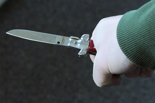 Eine Person hält ein Messer in der Hand
