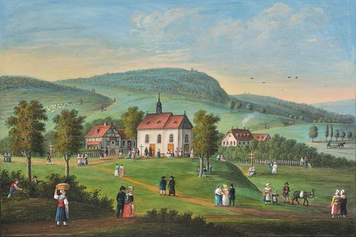 Eine Malerei der Kirche in Kelkheim
